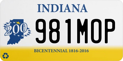 IN license plate 981MOP