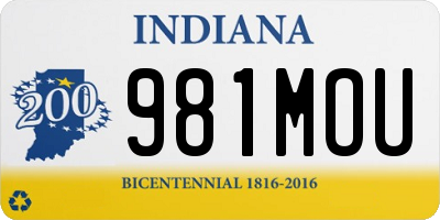 IN license plate 981MOU