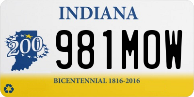 IN license plate 981MOW