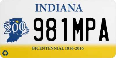 IN license plate 981MPA