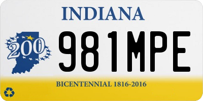IN license plate 981MPE