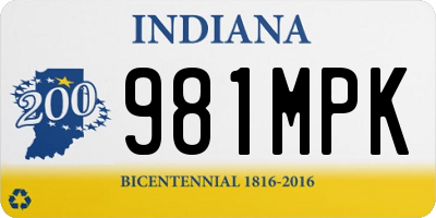 IN license plate 981MPK