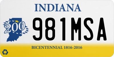 IN license plate 981MSA