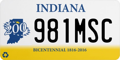 IN license plate 981MSC