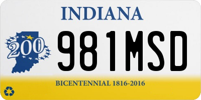 IN license plate 981MSD