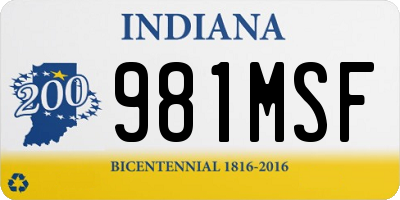 IN license plate 981MSF