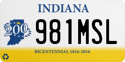 IN license plate 981MSL