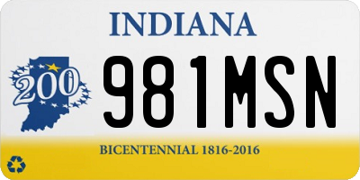 IN license plate 981MSN