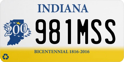 IN license plate 981MSS