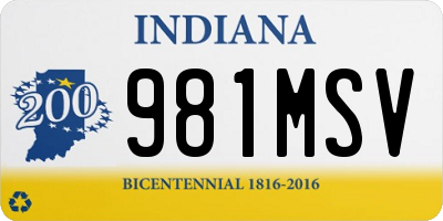 IN license plate 981MSV