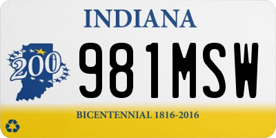 IN license plate 981MSW