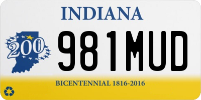 IN license plate 981MUD