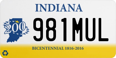 IN license plate 981MUL