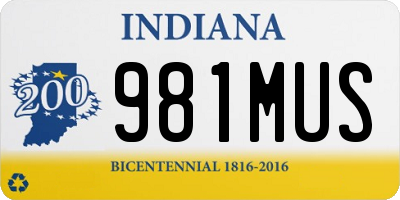 IN license plate 981MUS