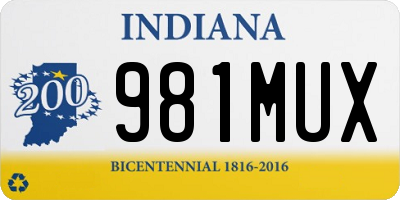 IN license plate 981MUX