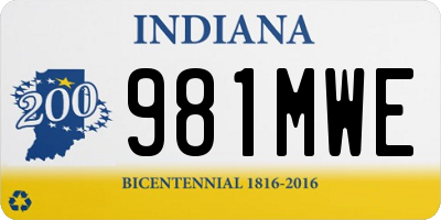 IN license plate 981MWE