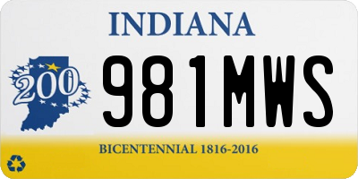IN license plate 981MWS