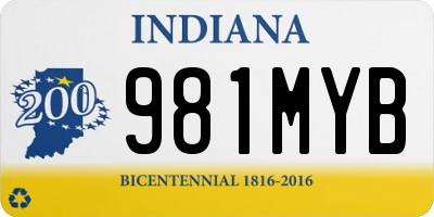 IN license plate 981MYB