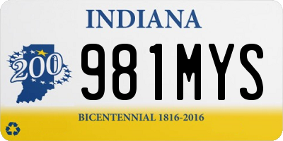 IN license plate 981MYS