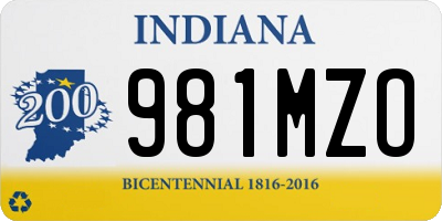 IN license plate 981MZO