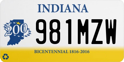IN license plate 981MZW