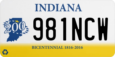 IN license plate 981NCW