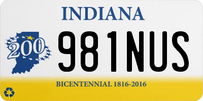 IN license plate 981NUS