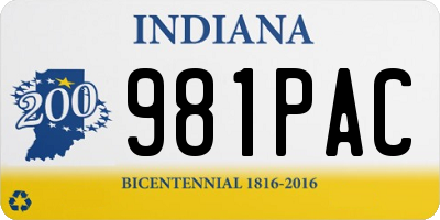 IN license plate 981PAC