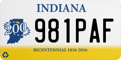 IN license plate 981PAF