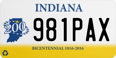 IN license plate 981PAX