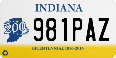 IN license plate 981PAZ