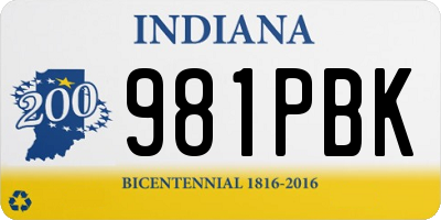 IN license plate 981PBK