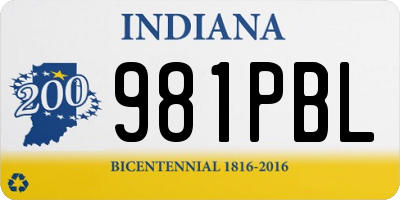 IN license plate 981PBL