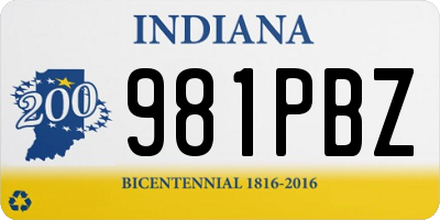 IN license plate 981PBZ