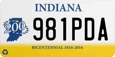 IN license plate 981PDA