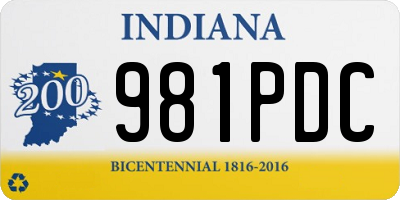 IN license plate 981PDC