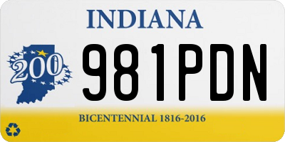 IN license plate 981PDN