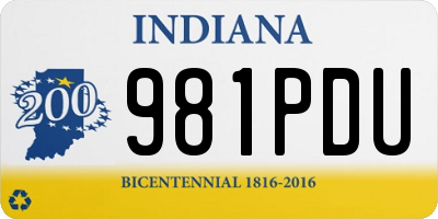 IN license plate 981PDU