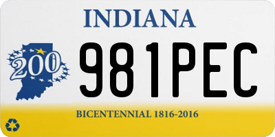 IN license plate 981PEC