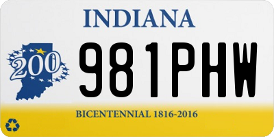 IN license plate 981PHW