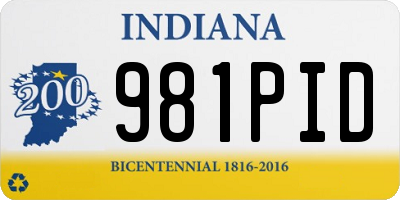 IN license plate 981PID