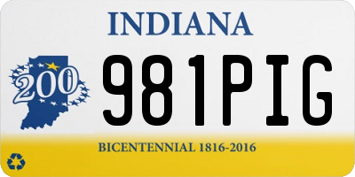IN license plate 981PIG
