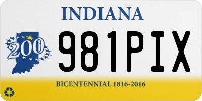 IN license plate 981PIX