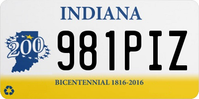 IN license plate 981PIZ
