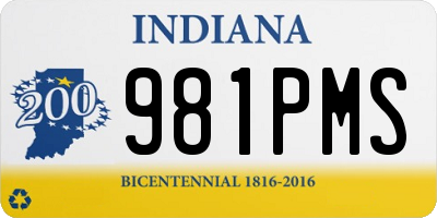 IN license plate 981PMS
