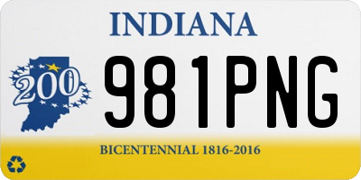 IN license plate 981PNG