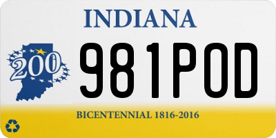 IN license plate 981POD