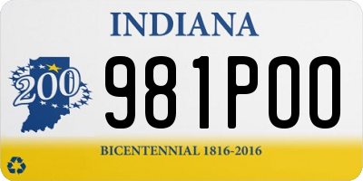 IN license plate 981POO