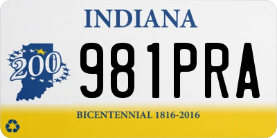 IN license plate 981PRA