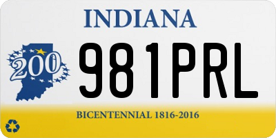 IN license plate 981PRL